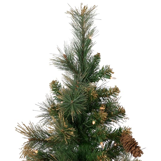 4.5ft. Pre-Lit Yorkshire Pine Pencil Artificial Christmas Tree, Clear Lights